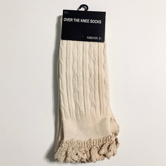 Crochet Trim Over The Knee Socks - Picture 2 of 3